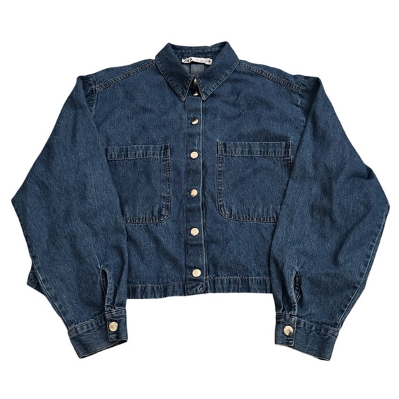Zara Cropped Denim Top - Picture 1 of 2